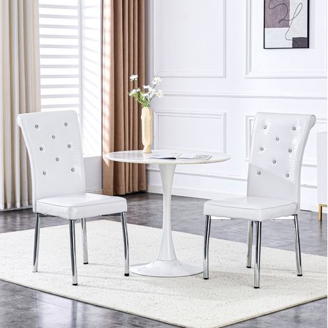 Chaise salle à manger lot de 2, design cristal PVC blanc HAVRYA (1/5)