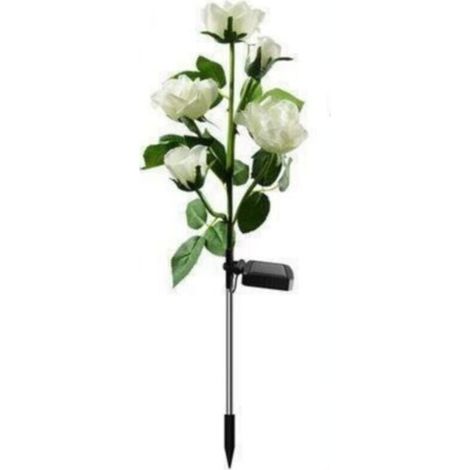 1 Fleur Lampe solaire à 5 têtes de jardin en forme de roses - Lumière LED (blanc) (1/5)