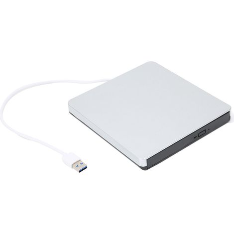 Lecteur DVD externe USB 3.0 compatible avec ordinateurs portables et de bureau (Windows XP/2003/8/10/7) - Argent (1/5)