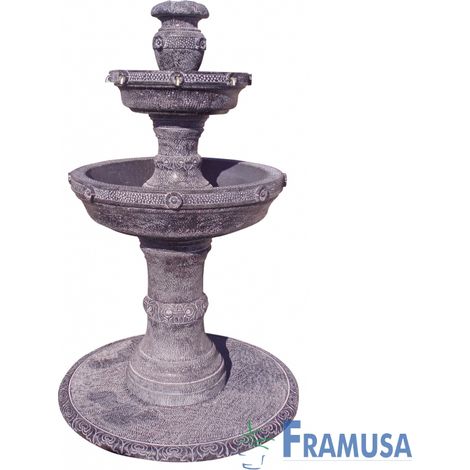 FUENTE DE PIEDRA ARTIFICIAL CENTRAL DORITA CENIZA CON BOMBA PARA JARDIN (1/2)