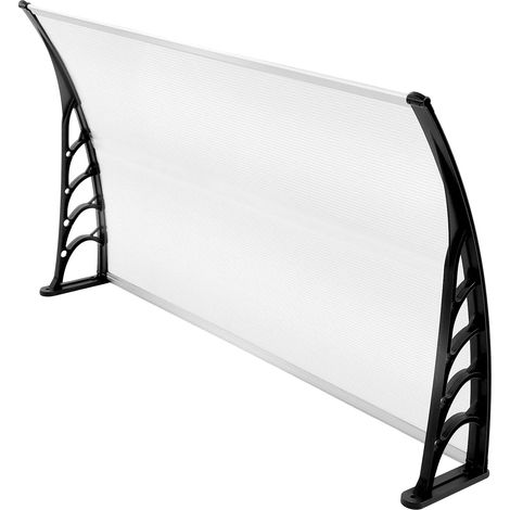 Toldo para puerta, material resistente, fácil instalación, transparente y negro. (1/2)