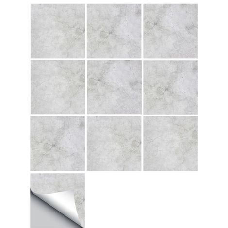 Film Carrelage Mural Autocollant PVC - 10 Pièces - 15x15 cm - Pour Salle de Bain et Cuisine - Blanc (1/5)