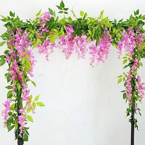 2x Kunstglyzinie 1.8m Rosa Hängende Kunstblumen Seidenblumen Ranken (1/5)
