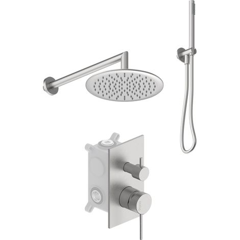 Set doccia completo in acciaio inox aisi 316 Ponsi Stilox KITSTLO1 | Meccanico - Acciaio Spazzolato (1/5)