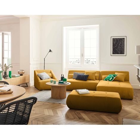 Onyx - 4-sitzer modulares ecksofa beidseitig montierbar - cord - gelb