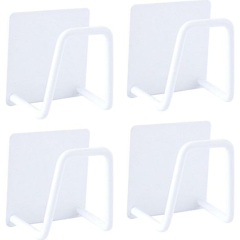 4er-Pack selbstklebende Schwammhalter für die Küche, Installation ohne Bohren, Edelstahl, rostfrei und wasserdicht, weiß (1/5)