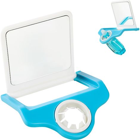 Aide pour gouttes oculaires avec miroir - Guide d'application sécurisé en ABS et PC - Kit bleu incluant supports élastiques pour diamètres différents (1/5)