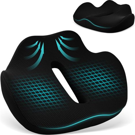 Coussin Chaise Bureau, Coussin Coccyx, avec Trou Poignée, Respirant e Antidérapant, Coussins Voiture Conducteur, pour Soulager Douleurs Hanche, 43x36x7cm (1/5)
