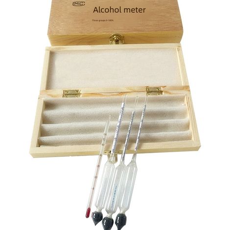 Alcoomètre - Ensemble De 3 Testeurs D'alcool - Boîte En Bois - Pour Distillation Et Vinification - Lot De 3 Pièces