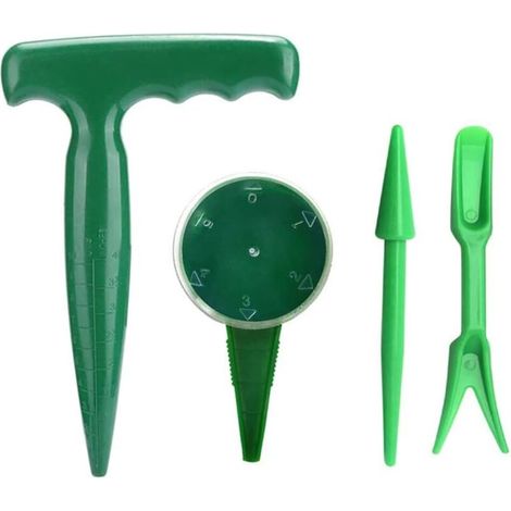 Lot de 4 distributeurs de graines réglables à main, plantoir et poinçon pour semis – Ensemble d'outils de jardinage à main.
