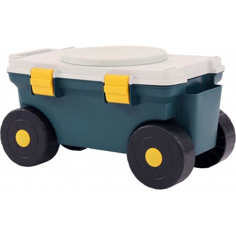 Oypla Outdoor Garden Rolling Tool Cart Storage Box with Rotating Seat