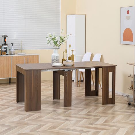 Table de repas pliante en panneau de particules, marron, 180 x 85 x 75 cm, extensible (1/5)