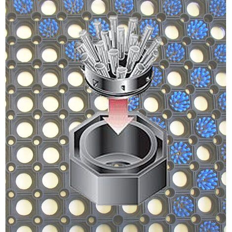 Brosses d'insertion pour tapis à anneaux en caoutchouc, jeu de 10, couleur bleue (1/2)