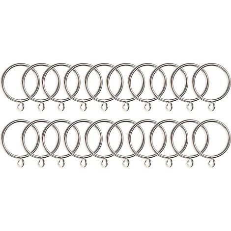 Lot de 20 anneaux de rideaux, anneaux de suspension pour rideaux et tringles, diamètre intérieur 38 mm, argentés (1/3)
