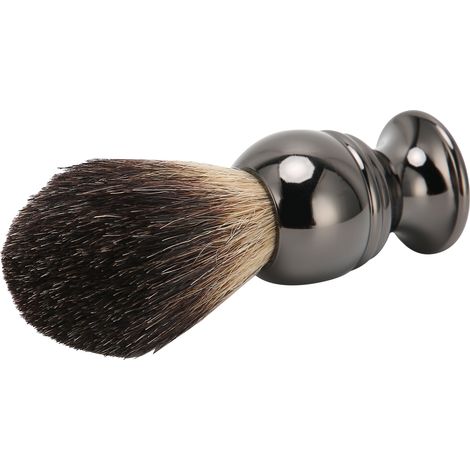 Brosse à raser homme voyage portable manche acier inoxydable couleur gun, pinceau rasage professionnel pour sac de toilette, accessoire grooming urbain, brosse barbe compacte et légère. (1/5)