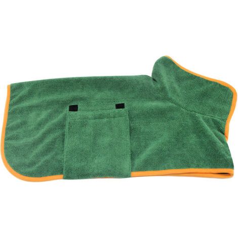BUNTHAUS Chien Peignoir Serviette Chien Sechage Manteau Microfibre Sechage Rapide Super Absorbant Pet Chien Chat Peignoir De Bain Serviette, Vert Fonce S - Vert Fonce S (1/5)