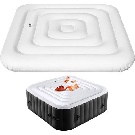 Couvercle gonflable pour bain à remous - Carré 165 cm - Imperméable et isolé - Avec valve de gonflage et dégonflage - Protection pour spa et jacuzzi (1/5)
