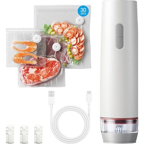 Appareil de mise sous vide : machine à emballer sous vide manuelle avec 30 sacs sous vide réutilisables, mini appareil de mise sous vide portable pour la maison, les voyages, le camping et la