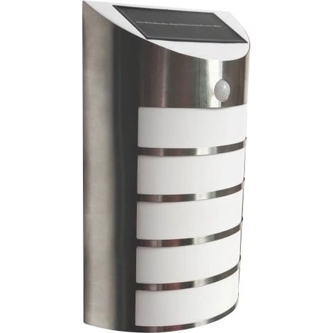 Lámpara de pared solar LED SAFFO para fachadas, 6000K, sensor de movimiento, IP44, POLUX