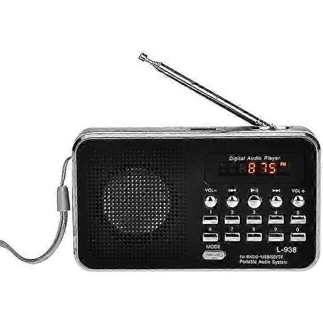 L-938 Mini Radio FM haut-parleur numérique portable, noir (1/2)