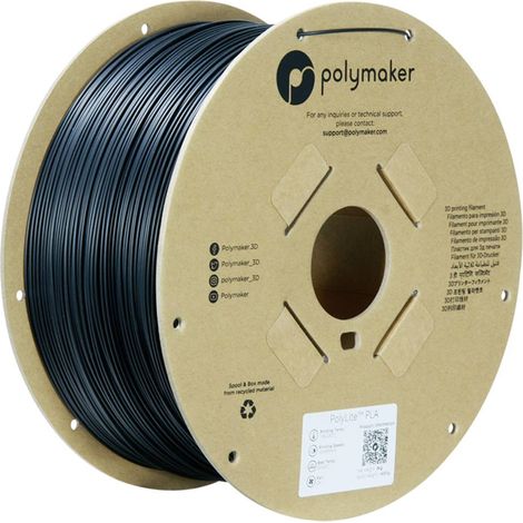 Polymaker PA02037 Polymaker PolyLite PLA Filament True Black 1.75 mm / 3kg Filamento per stampante 3D Plastica PLA Elev (1/5)