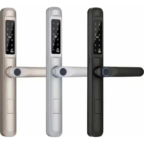 Serrure de Porte Intelligente électronique numérique étanche à Empreintes digitales, Code de Carte RFID, Serrure sans clé for Porte coulissante en Aluminium(Zwart,3585-A) (1/5)