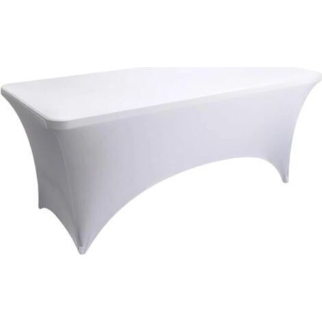 Nappe de Table Extensible Rectangulaire Lavable Élastique Spandex Table Cocktail Classic pour Bar Table de Banquet de Cocktail de Mariage Décoration (Blanc,6FT:183x75x75cm) (1/5)