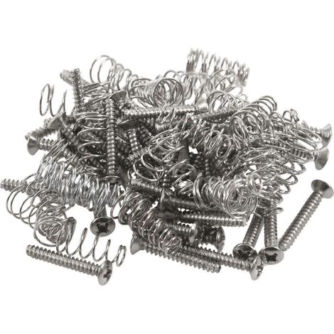 50 vis chromées pour micros simple bobinage et ressorts de réglage de hauteur pour guitare (1/4)