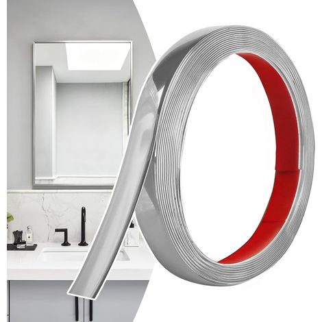 Moulure Décorative Autoadhésive Argent Mat Peler et Coller, Bandes Murales en PVC Flexibles, idéales pour Mur, Miroir, Plafond, Sol, Armoire, Carrelage, Bords, Moulures DIY (6M x 2cm) (1/5)