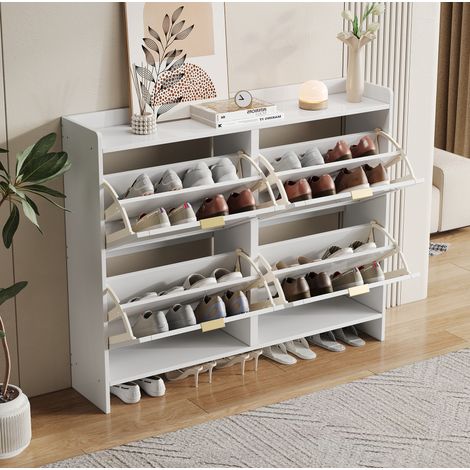 mobile contenitore 110x24x90 scarpe ingresso bianco OKMYHOME (1/5)