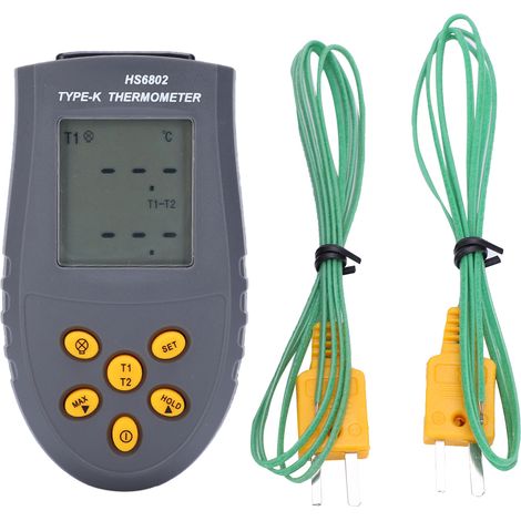 Thermomètre numérique à double canal avec écran LCD, équipement de mesure de la température HS6802 (1/5)