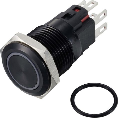 TRU COMPONENTS TC-12647460  Druckschalter 250 V/AC 3 A 1 x Aus/(Ein) IP65 RGB rastend Aluminium, elo