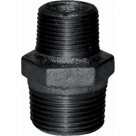 Reduzierter Nippel 40x49 / 33x42, doppeltes Außengewinde schwarz