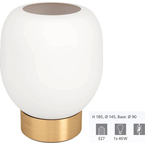 Lampada Da Tavolo Contemporanea Manzanares Acciaio Ottone Spazzolato 1 Luce E27 (1/4)