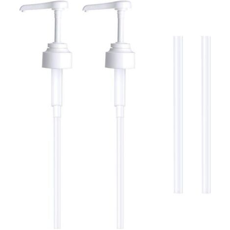 Lot de 2 Pompe doseuse bidon 5 litres Bouteille Pompe Vide(Blanc), réutilisables Flacon Pompe Vide Plastique Remplacement de 38 cm pour contenants d'assaisonnement de Liquide de Salle de Bain (1/4)