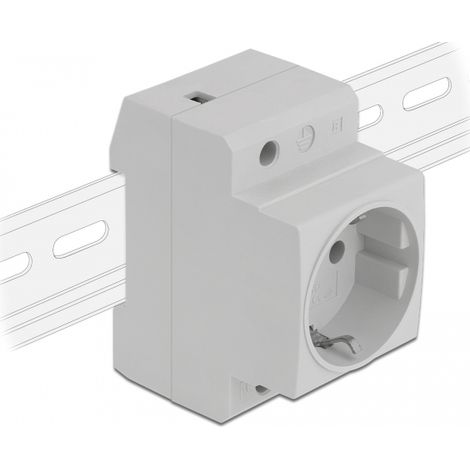 Delock Toma Shucko corriente con contacto de conexiÃ³n a tierra lateral para rail DIN  kit de 5 piezas