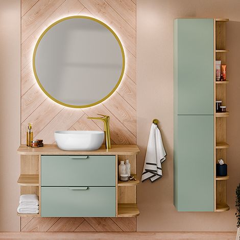 Set di mobili da bagno con lavabo Oria verde 100cm