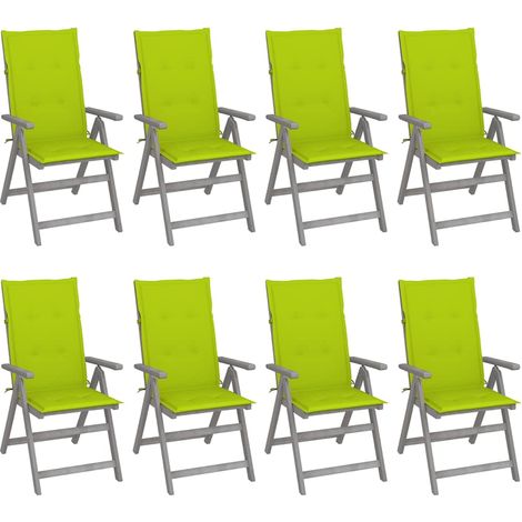 vidaXL Sillas reclinables jardín y cojines 8 uds madera maciza acacia (1/5)