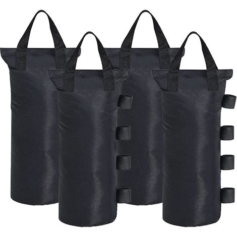 Sacs de Poids de Sable 4 Pièces pour Tente Pop-Up,Pare-Soleil,Pieds Lestés Ronds 19 x 50 cm Noir (1/4)