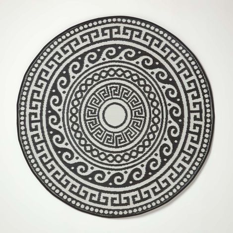 Tapis extérieur terrasse réversible HOMESCAPES Tapis de jardin rond Enid noir 180 cm (1/5)