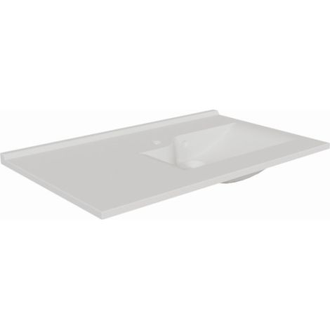 Cuisibane – Plan vasque déportée à droite 90 cm – Résine de synthèse blanc – Dimensions L 90 cm x P 55 cm – Compatible PMR (1/4)