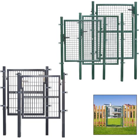 Wolketon Gartentor Metall Gartentür robust langlebig Zauntor Verzinkt Einzel Wellengitter Zauntür Grün (150x100cm)