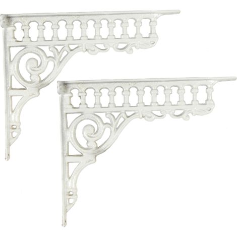 Supports d'étagère Art Déco uniques en fonte blanche