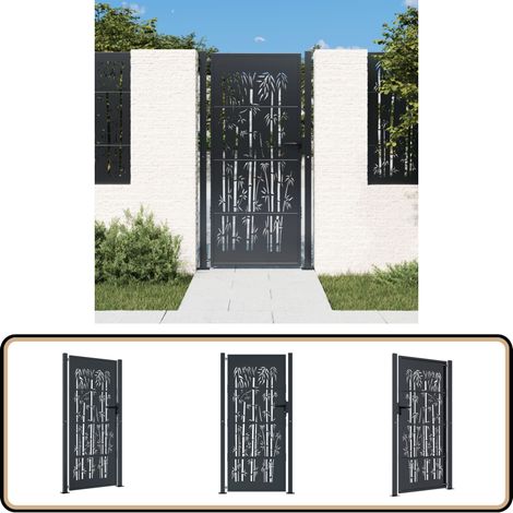 Portail de jardin anthracite 105x180 cm acier design de bambou - Portail De Jardin - Portails - Clôtures - Portes De Sécurité - Porte D'entrée (1/5)