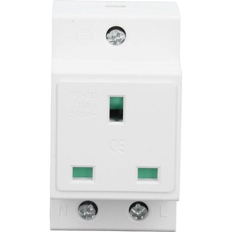 Prise de Courant Alternatif Fiable sur Rail DIN, pour Panneau de Distribution, Prise de Courant en Nylon Ignifuge pour une Installation Facile (Royaume-Uni AC250V 13A)