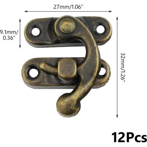 Loqueteau pour meuble　Lot de 15 crochets épais en bronze massif vieilli pour boîte à bijoux avec fermoir(boucle de loquet droite)-RAPANDA (1/3)