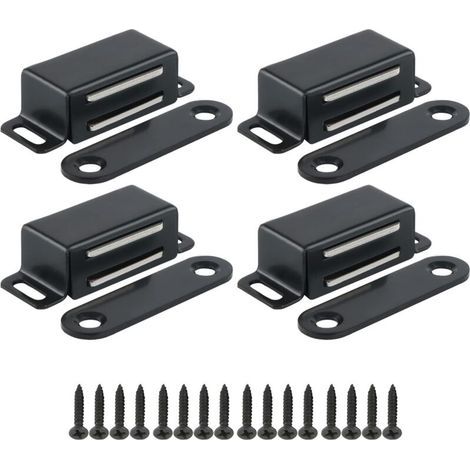 4 Schrankmagnete, 4,6 cm, Magnetverschluss aus Edelstahl, schwarz (1/5)