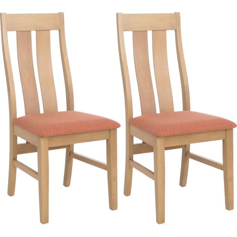2er-Set Esszimmerstuhl HHG-675, Küchenstuhl Lehnstuhl Stuhl, Stoff/Textil Massiv-Holz helles Gestell, terrakotta (1/5)
