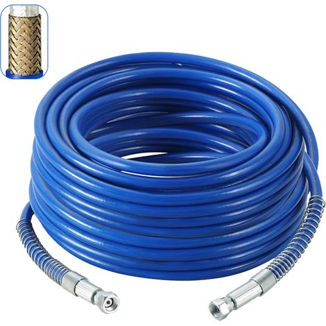 Tuyau de pulvérisation de peinture Airless, 20 m/30 m x 1/4", tuyau de pression flexible haute pression pour pulvérisateur de peinture, tuyau en fibre, fil d'acier anti-explosion (20 m/66 FT) (1/5)