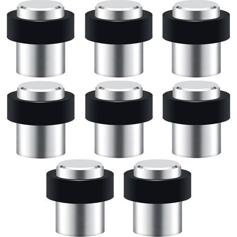 Set of 8 Floor Doorstops, 45mm Height, Stainless Steel Door Stops with Screws, Door Bumper (1/5)